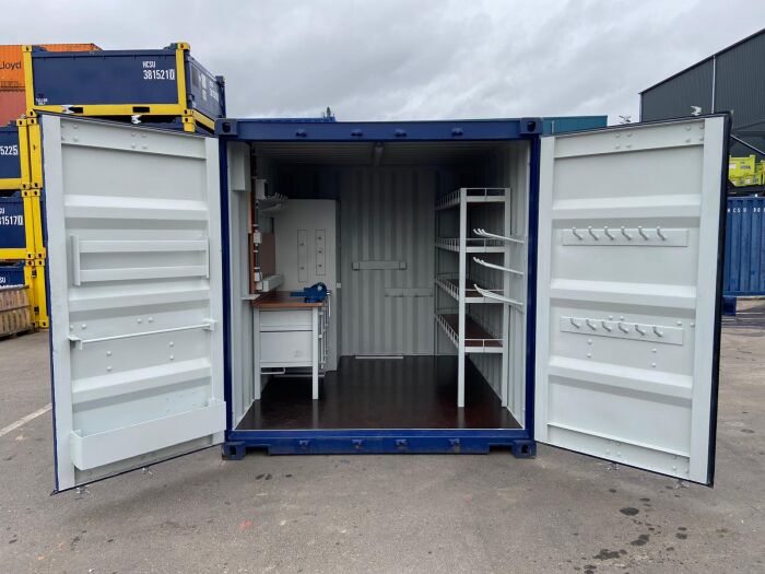 10ft werkplaatscontainer met dubbele open deuren