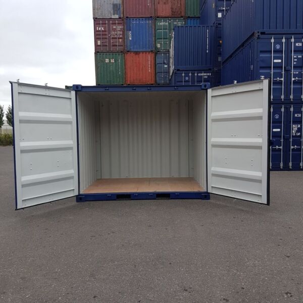 Geopende zijkant van de 10ft open side container