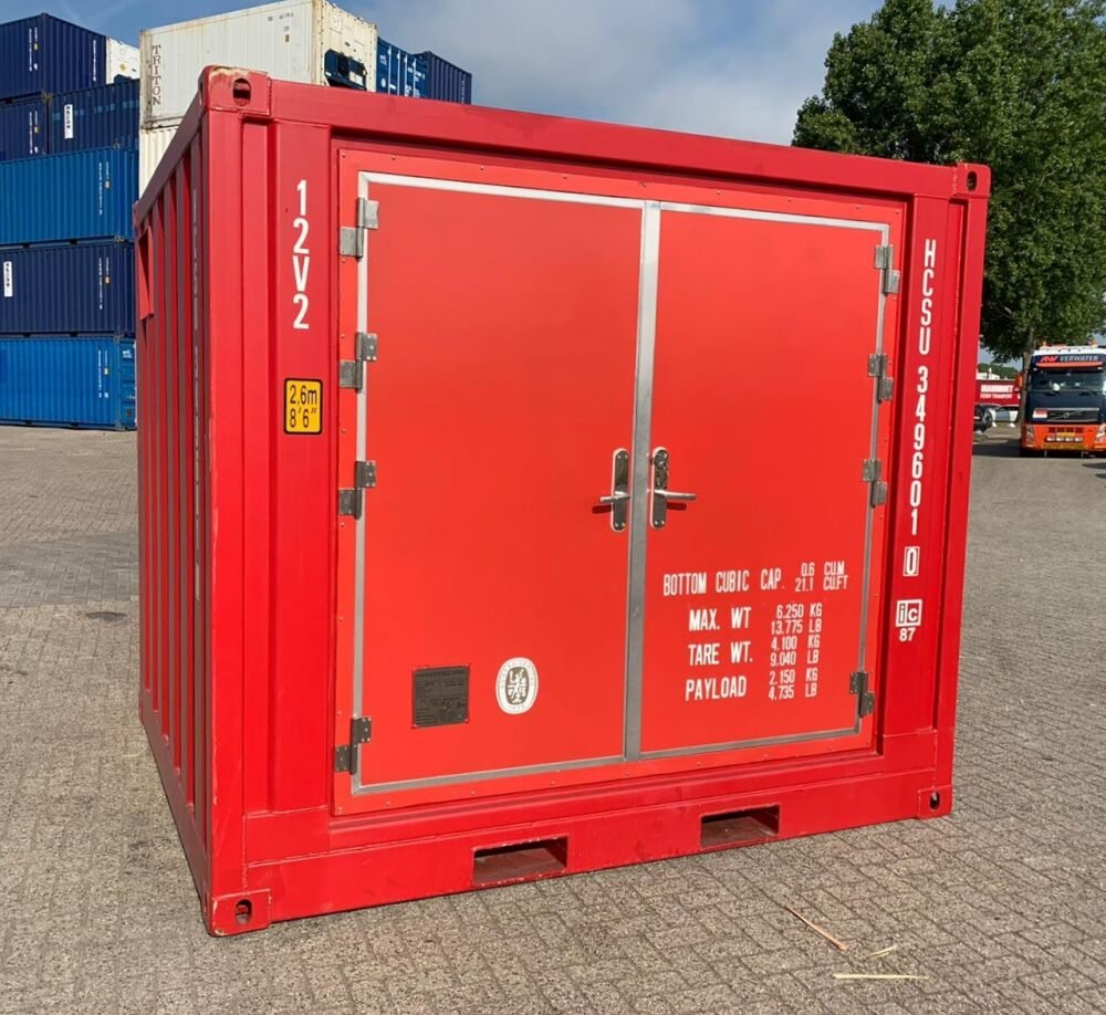 Rode 10ft A60 container met gesloten deuren 